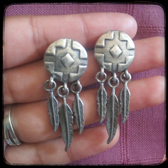 Boho ethnic Native American symbol earrings - Picture 3 of 4